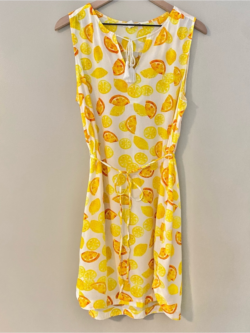 Beach Lunch Lounge Sleeveless Summer Dress Lemon Orange Coastal Chic Medium